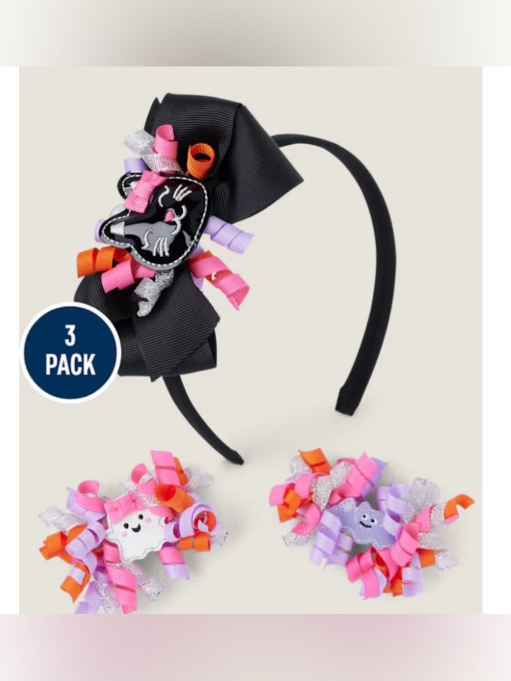Gymboree Girls Halloween Black Cat Headband Ghost & Bat  Hair Clips NWT
